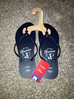 Old Navy Navy Mickey 250 Years America Flip Flop Sandals 10 New